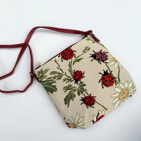 Sainty Ladybug & Flower Tapestry Crossbody Purse – BNWOT – Vintage Style - Picture 3 of 10